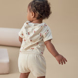 Baby Boys Beige Cherries Short Sleeve Hooded Top-Gerber Childrenswear Wholesale