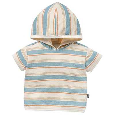 Baby Boys Beige Stripe Short Sleeve Hooded Top-Gerber Childrenswear Wholesale