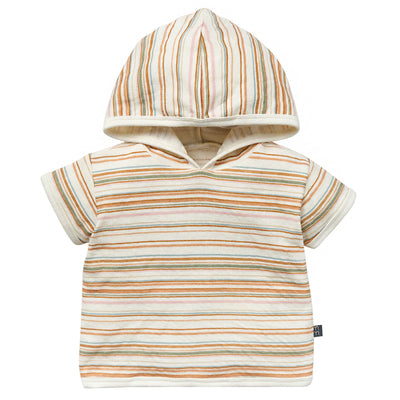 Baby Boys Ivory Multi Color Stripe Short Sleeve Hooded Top-Gerber Childrenswear Wholesale