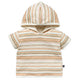 Baby Boys Ivory Multi Color Stripe Short Sleeve Hooded Top-Gerber Childrenswear Wholesale