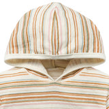 Baby Boys Ivory Multi Color Stripe Short Sleeve Hooded Top-Gerber Childrenswear Wholesale
