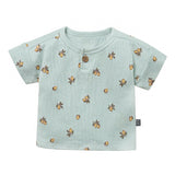 Baby Boys Lt Sky Lemon Henley Drop Shoulder Top-Gerber Childrenswear Wholesale