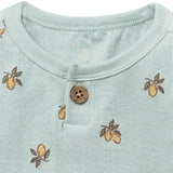 Baby Boys Lt Sky Lemon Henley Drop Shoulder Top-Gerber Childrenswear Wholesale