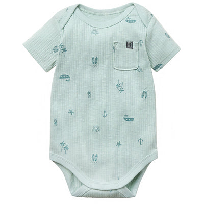 Baby Boys Lt Sky Summer Sea Short Sleeve Bodysuit-Gerber Childrenswear Wholesale