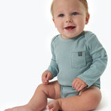 Baby Boys Md Teal Long Sleeve Bodysuit-Gerber Childrenswear Wholesale