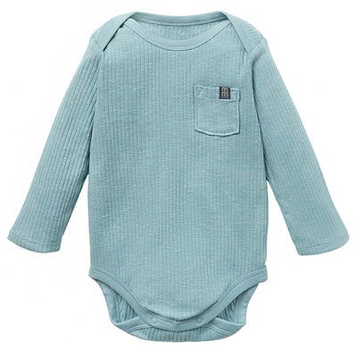 Baby Boys Md Teal Long Sleeve Bodysuit-Gerber Childrenswear Wholesale