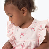 Baby Girls Lt Pink Floral Ruffle Sleeve Top-Gerber Childrenswear Wholesale