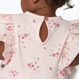 Baby Girls Lt Pink Floral Ruffle Sleeve Top-Gerber Childrenswear Wholesale