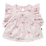 Baby Girls Lt Pink Floral Ruffle Sleeve Top-Gerber Childrenswear Wholesale