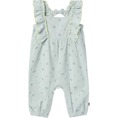 Baby Girls Sky Leaves Ruffles Long Leg Romper