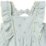 Baby Girls Sky Leaves Ruffles Long Leg Romper