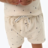 Baby Neutral Lt Beige Moon Stars Harem Shorts-Gerber Childrenswear Wholesale
