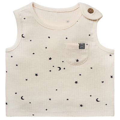 Baby Neutral Lt Beige Moon Stars Tank Top With Pocket-Gerber Childrenswear Wholesale