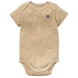 Baby Neutral Lt Tan Sail Boat Short Sleeve Bodysuit-Gerber Childrenswear Wholesale