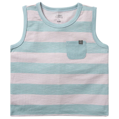 Infant & Toddler Boys Medim Teal Stripe Tank Top-Gerber Childrenswear Wholesale