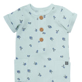Baby Girls Light Sky Blueberry Short Sleeve Long Leg Romper