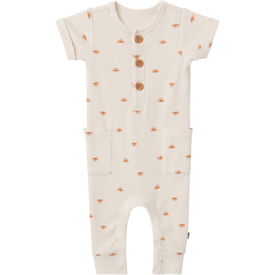 Baby Neutral Beige Suns Short Sleeve Long Leg Romper-Gerber Childrenswear Wholesale