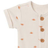 Baby Neutral Beige Suns Short Sleeve Long Leg Romper-Gerber Childrenswear Wholesale