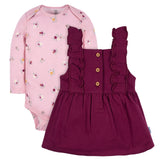 2-Piece Baby Girls Purple Floral Jumper & Bodysuit Set-Gerber Childrenswear Wholesale