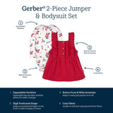 2-Piece Baby Girls Red Holly Berries Jumper & Bodysuit Set-Gerber Childrenswear Wholesale