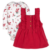 2-Piece Baby Girls Red Holly Berries Jumper & Bodysuit Set-Gerber Childrenswear Wholesale