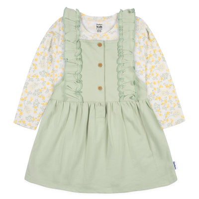 2-Piece Infant & Toddler Girls Green Floral Jumper & Top Set-Gerber Childrenswear Wholesale