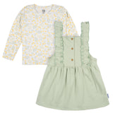 2-Piece Infant & Toddler Girls Green Floral Jumper & Top Set-Gerber Childrenswear Wholesale