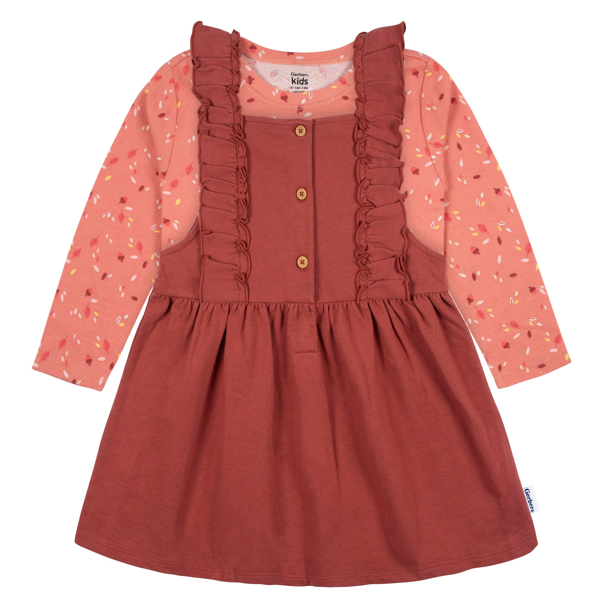 2-Piece Infant & Toddler Girls Orange Leaves Jumper & Top Set-Gerber Childrenswear Wholesale