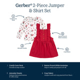 2-Piece Infant & Toddler Girls Red Holly Berries Jumper & Top Set-Gerber Childrenswear Wholesale