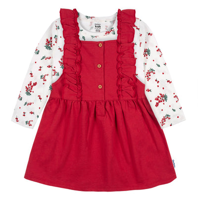 2-Piece Infant & Toddler Girls Red Holly Berries Jumper & Top Set-Gerber Childrenswear Wholesale