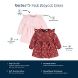 2-Pack Baby & Toddler Girls Leaves Babydoll Dresses-Gerber Childrenswear Wholesale