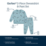 2-Piece Infant and Toddler Boys Teal Guitars Sweatshirt & Pant Set-Gerber Childrenswear Wholesale