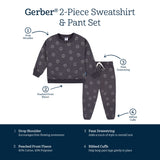 2-Piece Infant and Toddler Boys Charcoal Smiley Sweatshirt & Pant Set-Gerber Childrenswear Wholesale