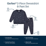 2-Piece Infant and Toddler Boys Navy Space Sweatshirt & Pant Set-Gerber Childrenswear Wholesale