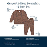 2-Piece Infant and Toddler Girls Leopard Sweatshirt & Pant Set-Gerber Childrenswear Wholesale