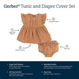 2-Piece Baby Girls Ditsy Floral Tunic and Diaper Cover-Gerber Childrenswear Wholesale