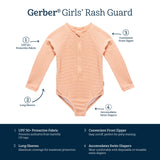 Toddler Girls Peach Rashguard-Gerber Childrenswear Wholesale