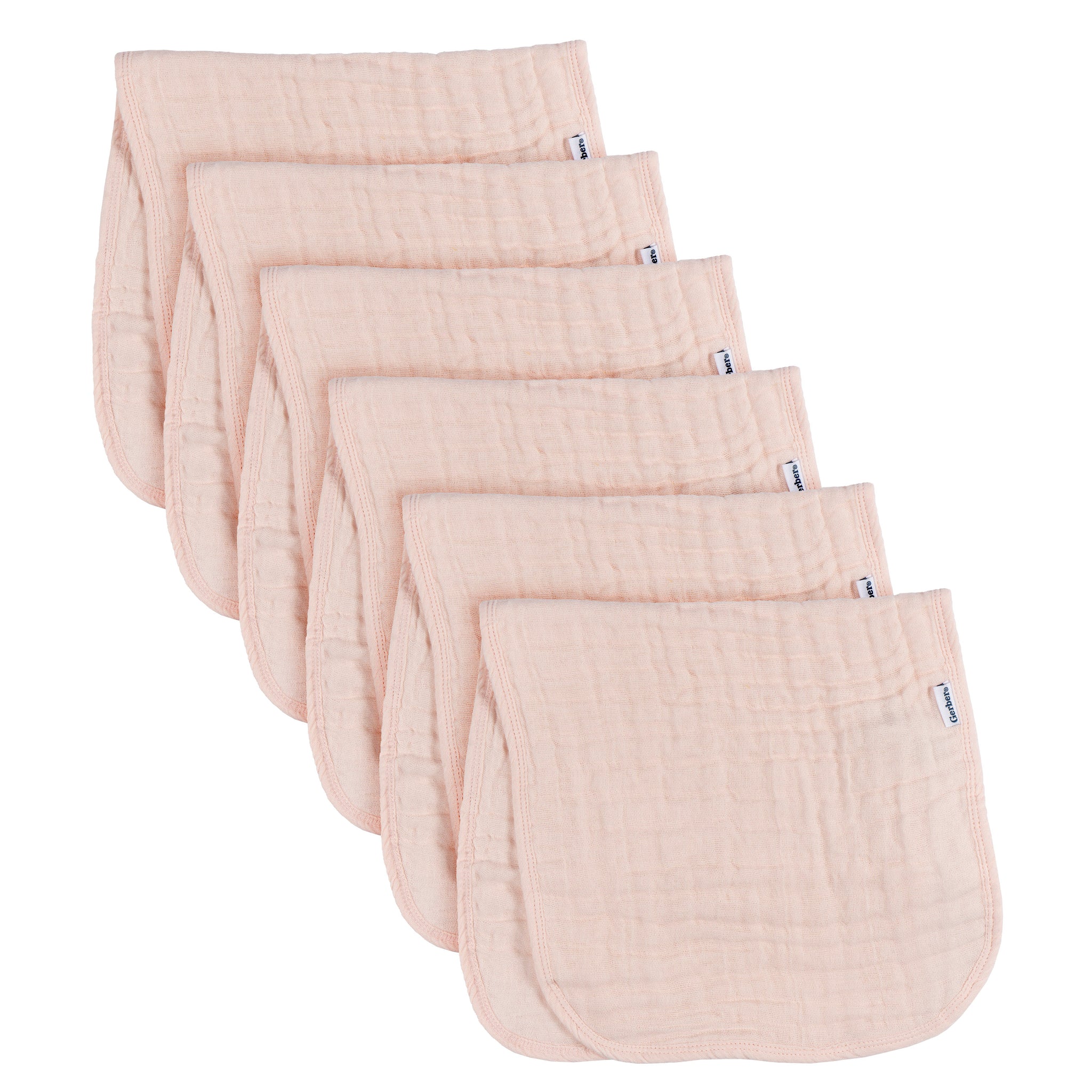 6-Pack Baby Girls Pink Muslin Burpcloth-Gerber Childrenswear Wholesale