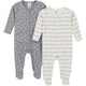 2-Pack Baby Neutral Neutral Grey Moons Sleep 'N Play With Mitten Cuffs-Gerber Childrenswear Wholesale