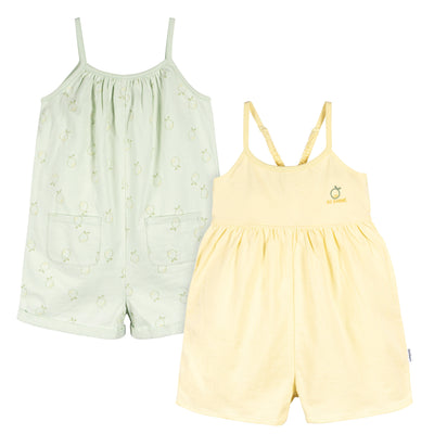 2-Pack Infant and Toddler Girls Yellow & Lemons Rompers-Gerber Childrenswear Wholesale