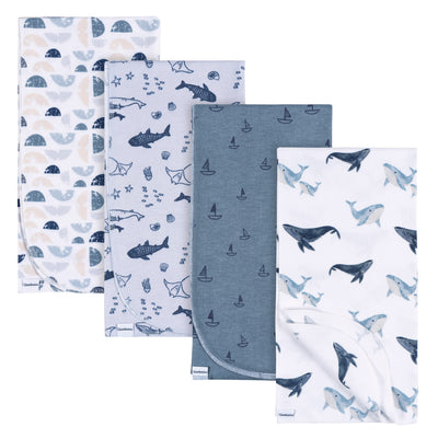 4-Pack Baby Boys Coastal Calm Flannel Blankets-Gerber Childrenswear Wholesale