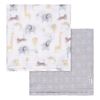 2-Pack Baby Neutral Animals & Geos Neutral Muslin Blanket-Gerber Childrenswear Wholesale