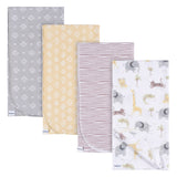 4-Pack Baby Neutral Animals & Geos Neutral Flannel Blankets-Gerber Childrenswear Wholesale