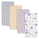 4-Pack Baby Neutral Animals & Geos Neutral Flannel Blankets-Gerber Childrenswear Wholesale