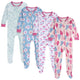 4-Pack Baby Girls Pears Footed Pajamas-Gerber Childrenswear Wholesale