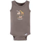 4-Pack Baby Neutral Ivory Safari Sleeveless Onesies® Bodysuits-Gerber Childrenswear Wholesale