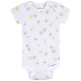 3-Pack Baby Neutral Starry Smiles Short Sleeve Onesies® Bodysuits-Gerber Childrenswear Wholesale