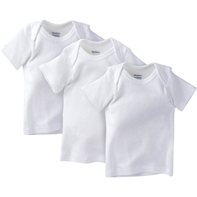 3-Pack Baby Neutral White Short Sleeve Pull On Shirts-Gerber Childrenswear Wholesale