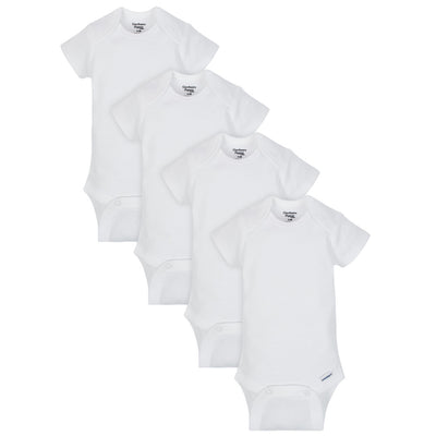 4-Pack Baby Neutral White Short Sleeve Onesies® Bodysuits-Gerber Childrenswear Wholesale