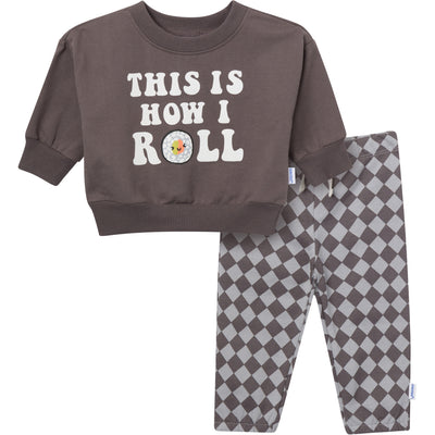 2-Piece Baby Neutral I Roll Sweatshirt Set-Gerber Childrenswear Wholesale